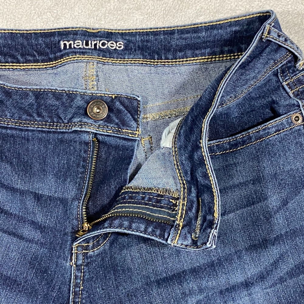 Maurices Bootcut Jeans Women 12 Dark Wash Embroidered Pockets Mid Rise Denim‎ - Picture 14 of 16